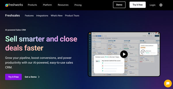 Freshsales screen shot website