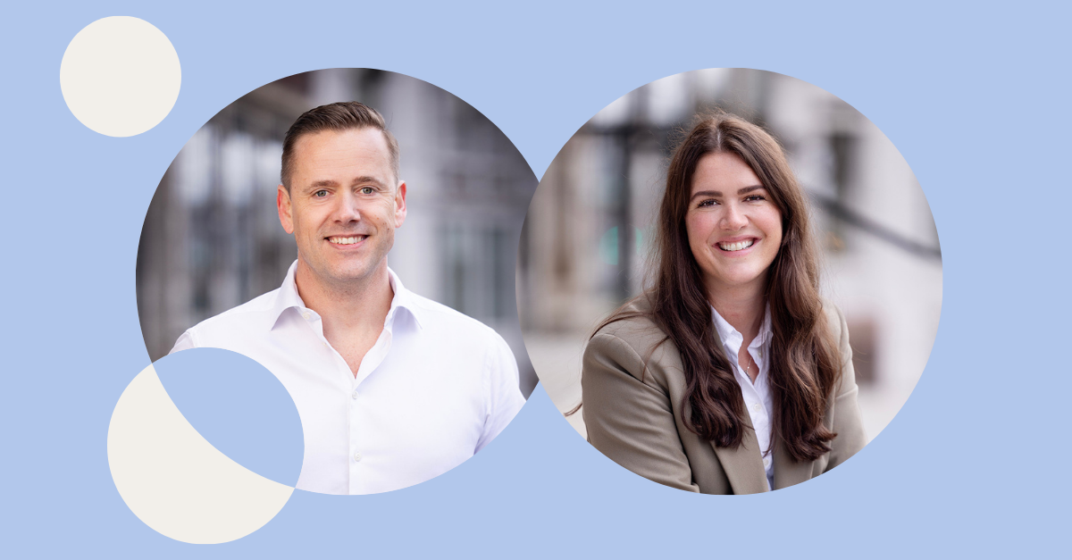 Foto av Lars Engbork, koncernchef, och  Bettina Isabelle Berntsen, marknadschef. 