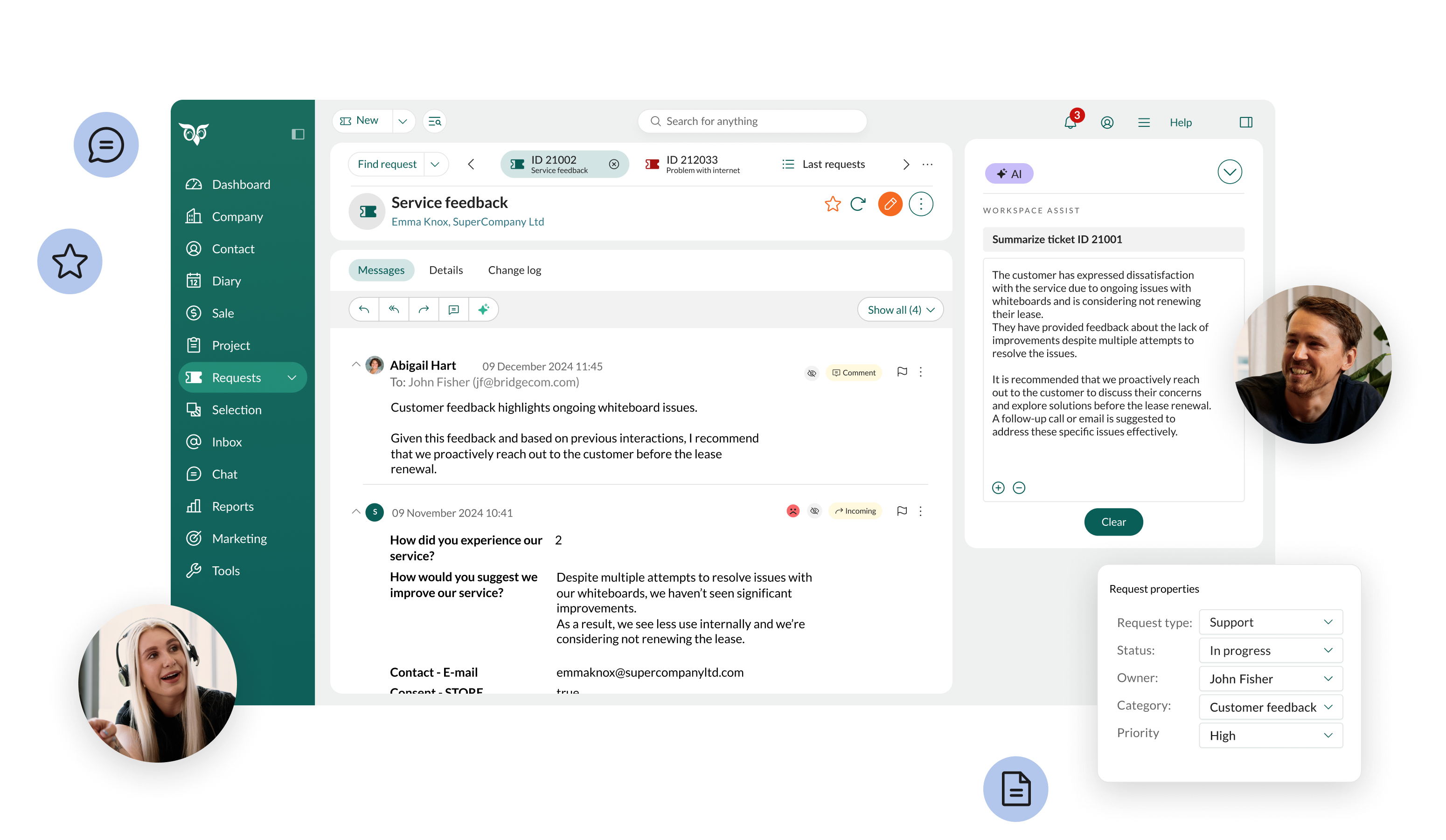 Screen shot SuperOffice service